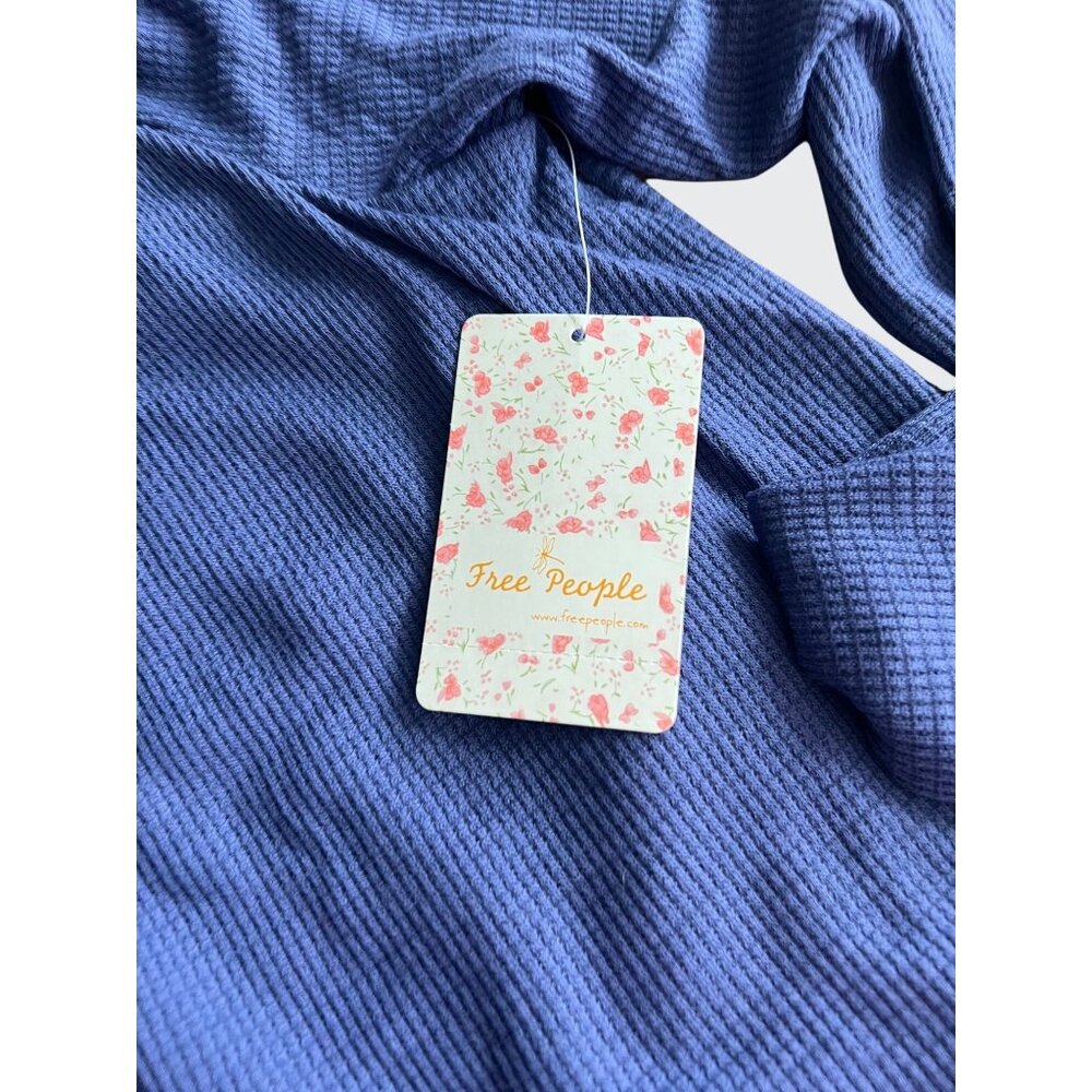 Free People Womens Bondi Thermal Long Sleeve Blouson True Blue Medium - Picture 9 of 16